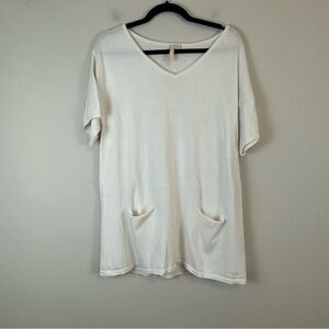 Pure J. Jill | White Knit Short Sleeve Tunic Sweater Top Size Medium